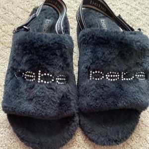 Bebe Black Fur Women’s Slippers